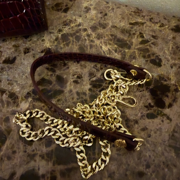 Strathberry Deep Burgundy Croc Mini Bag - Picture 3 of 5